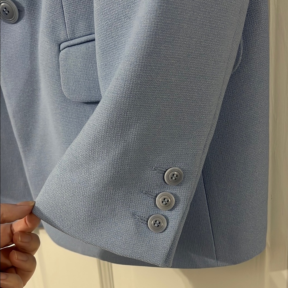 Trina Turk Powder Blue Single-Button Blazer - Picture 3 of 6